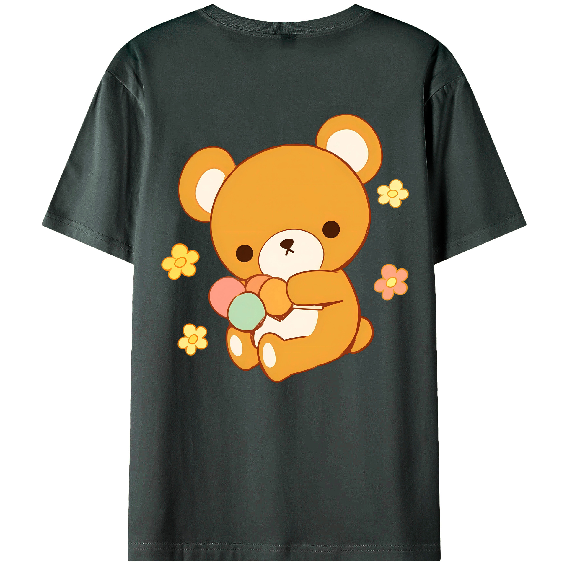 （画像用） リラックマ リラックマ キイロイトリ Rilakkuma Korilakkuma Kiiroitori 綿100％ メンズ半袖Tシャツ（バックプリント） 通気性